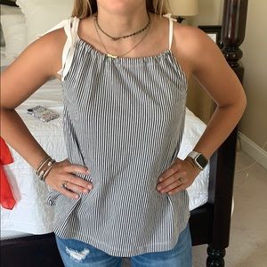 Grey and white striped tank top